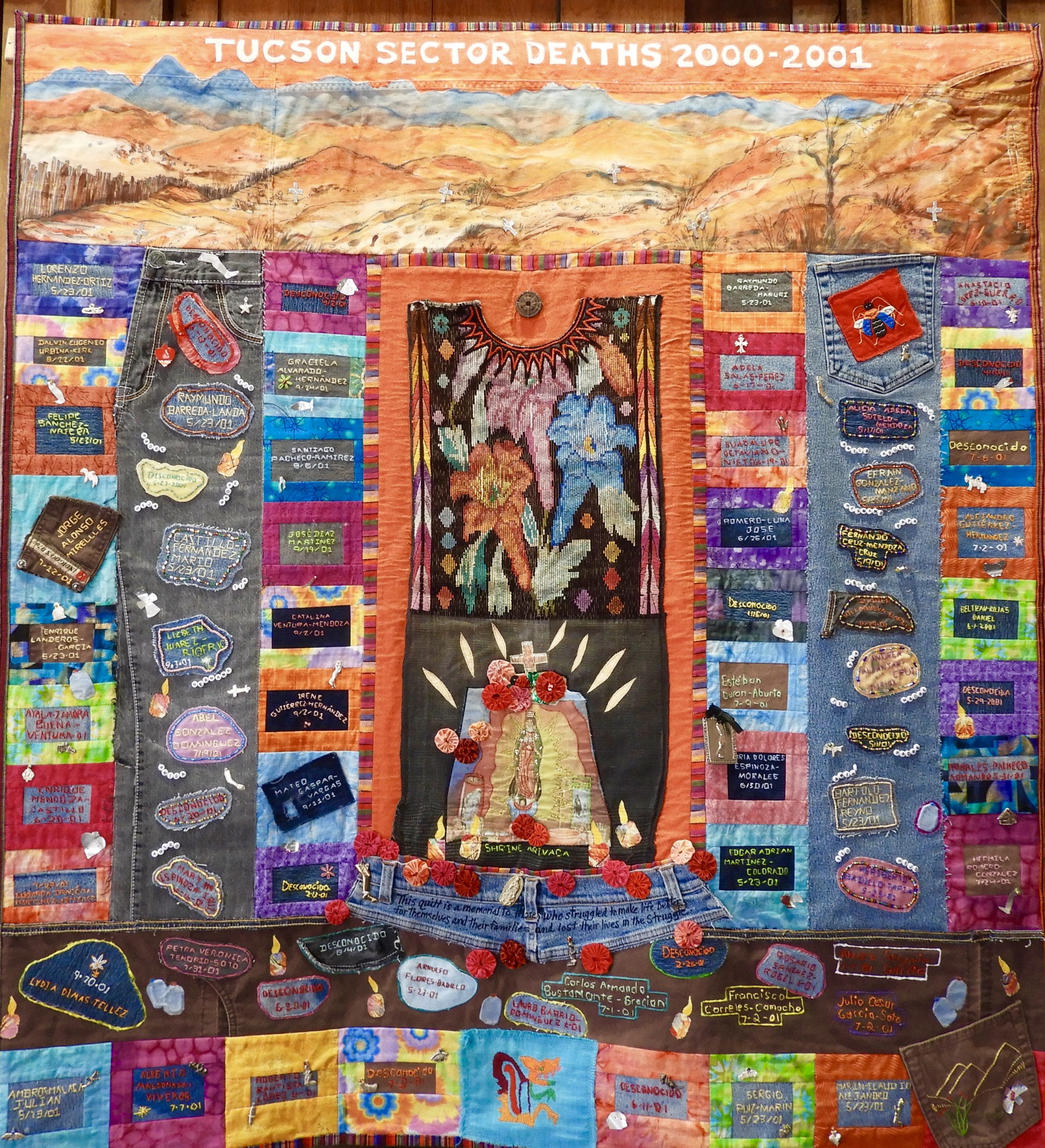Tucson Sector Deaths 2000–2001 memorial quilt honoring border migrants