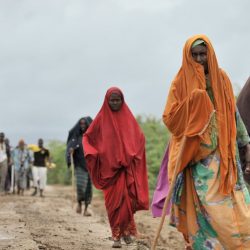 Civilians driven out of Buulomareer town by Al Shabab, before African Union troops liberated the town yesterday, return to their homes in the Lower Shabelle region of Somalia on August 31. AMISOM Photo / Tobin Jones. Original public domain image from Flickr